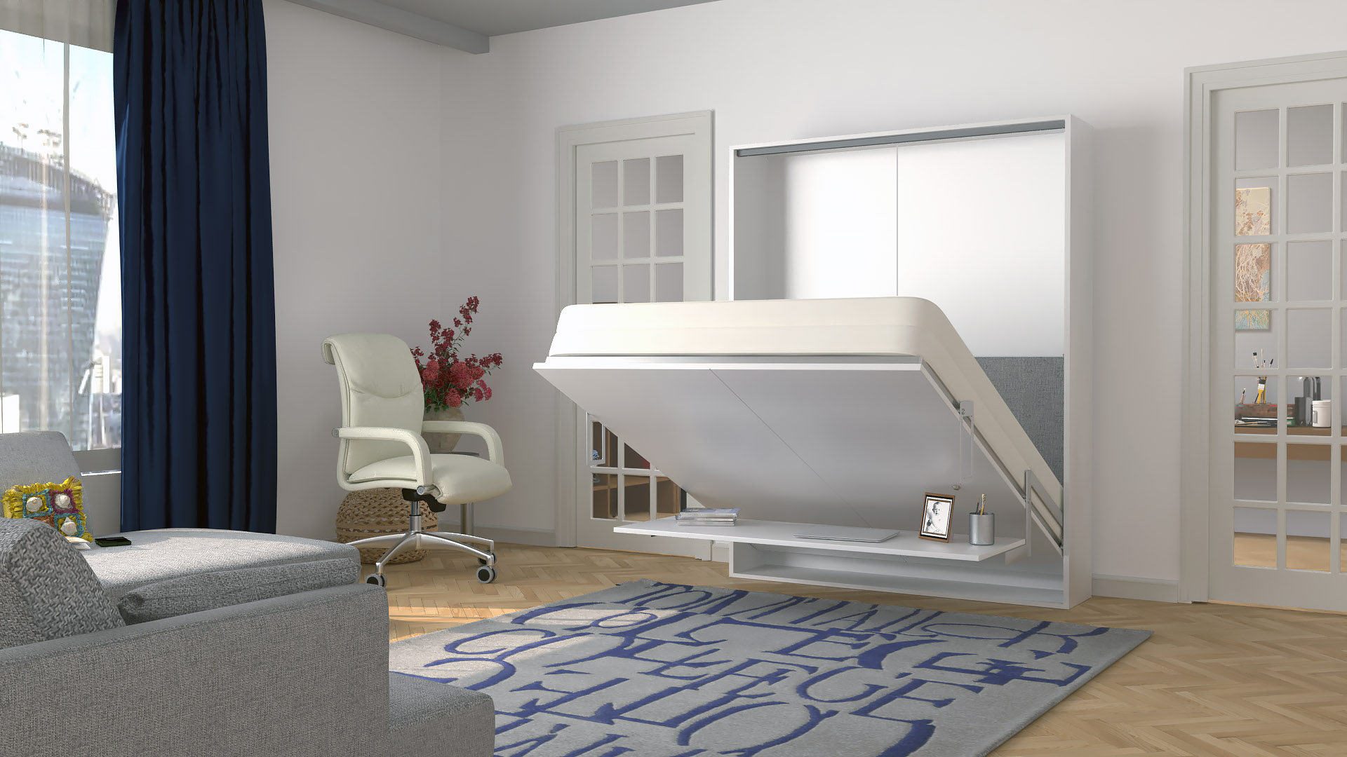 wall beds with a desk, wall beds, working from home, wall bed and desk, bed and desk, desk bed, bedroom office