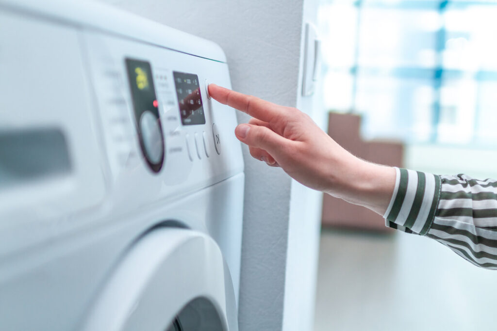 Turning on a washing machine
