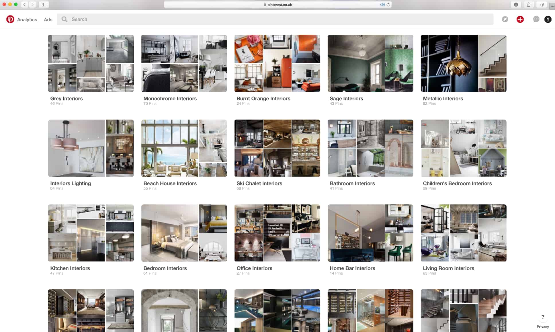 Pinterest page shot