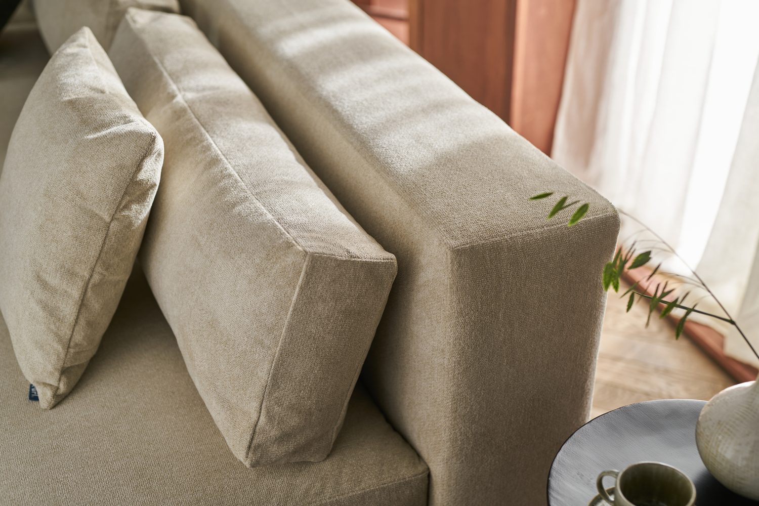 Piano sofa — cushion and fabric detail