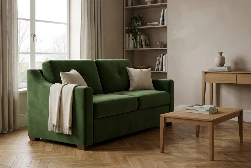Classic Sofa Bed in green velvet