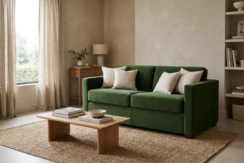 Metro Sofa Bed in green velvet