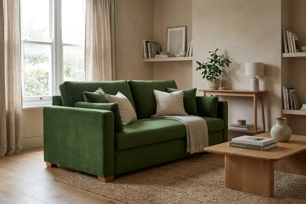 Sunday Sofa Bed in green velvet
