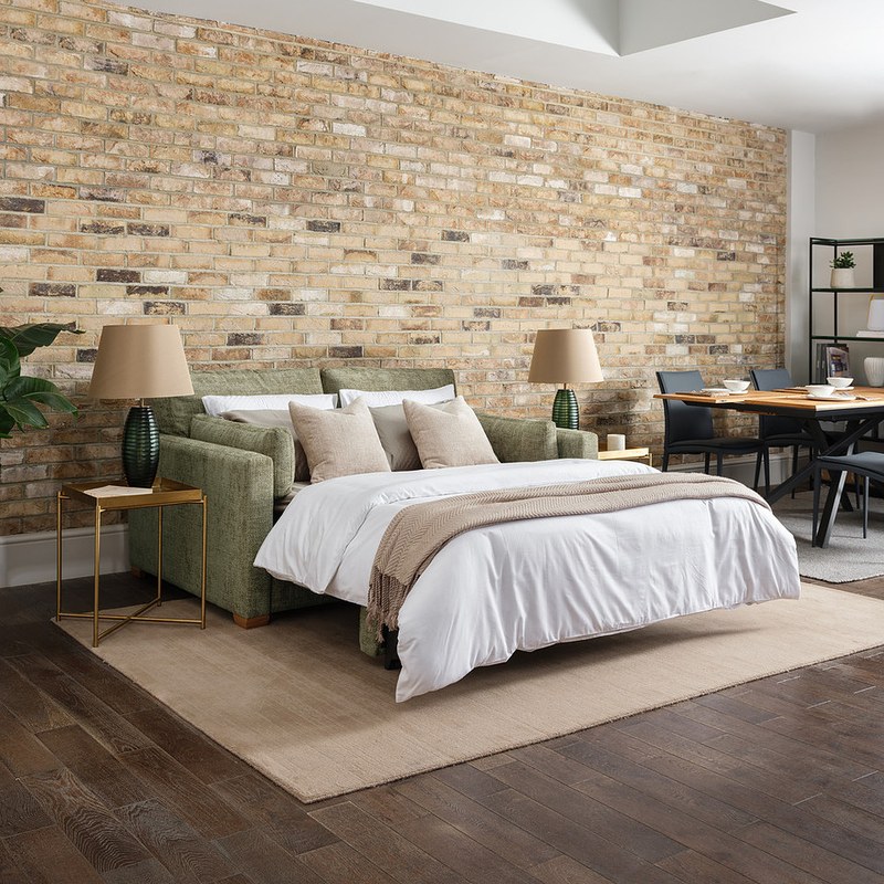 The Sunday sofa bed opened out as a full bed — 2 metres long, ready for guests