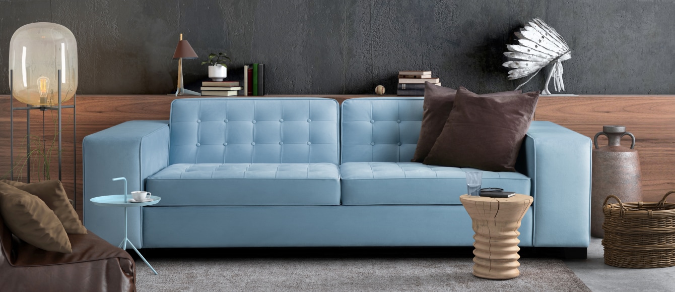 Nuvo Storage Sofa Bed Medium In Velvet Cobalt