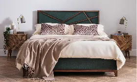 Abstract Headboard Small in Stain Resistant Forest