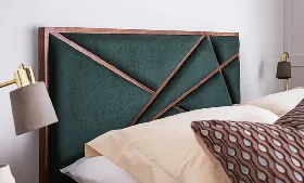 Abstract Headboard Small in Stain Resistant Forest