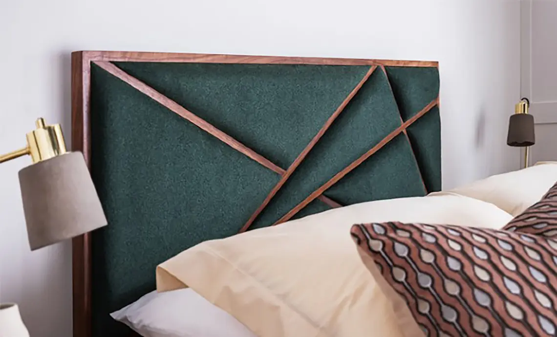 Abstract Headboard Small in Stain Resistant Forest