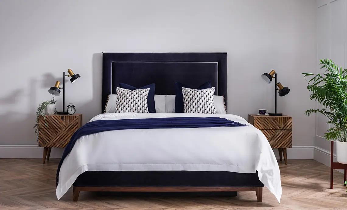 Matisse Headboard Small in Fine Weave Blue