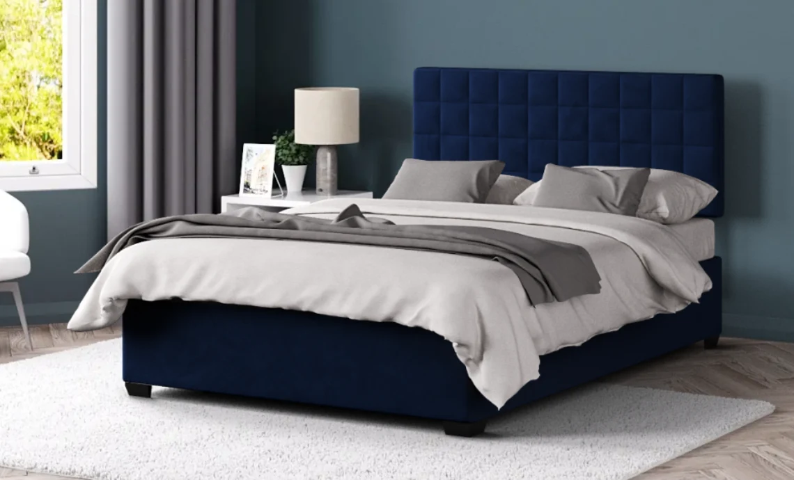 Square Headboard Medium in Fine Weave Blue