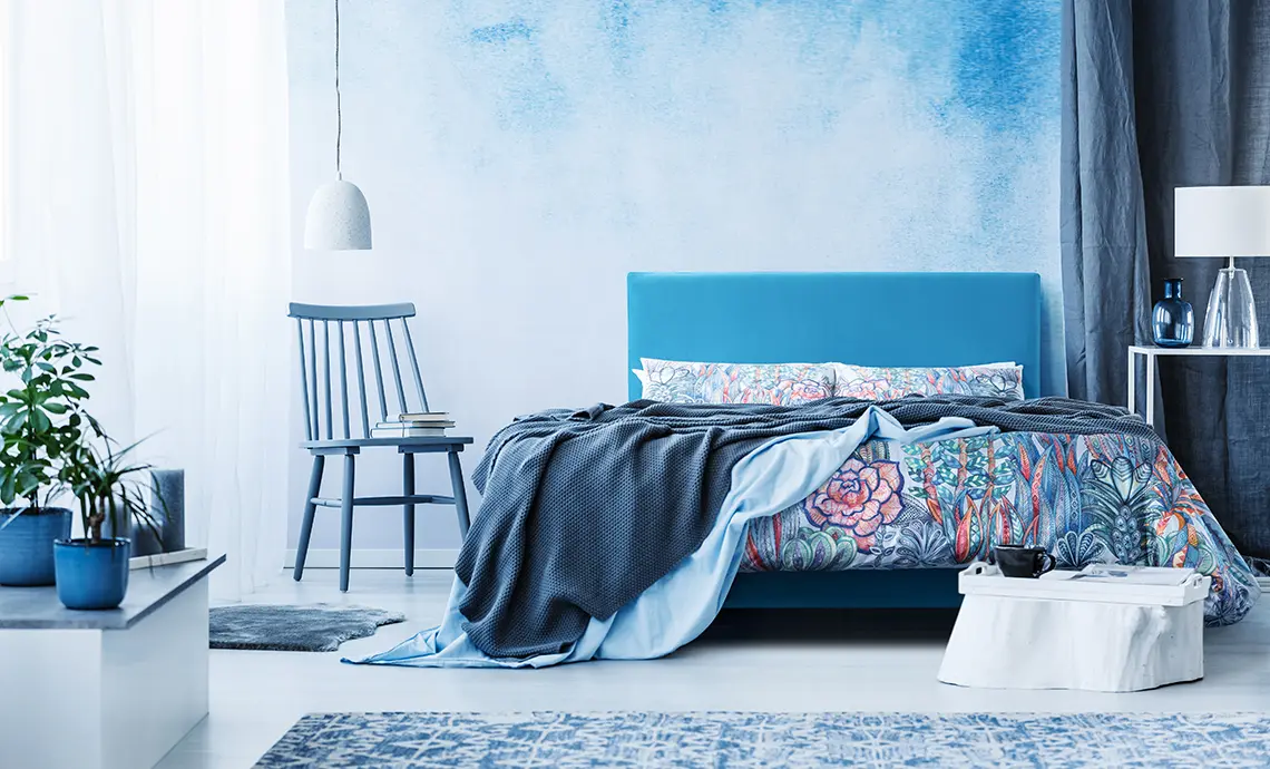 Air Storage Bed Double in Linen Mix Bilberry