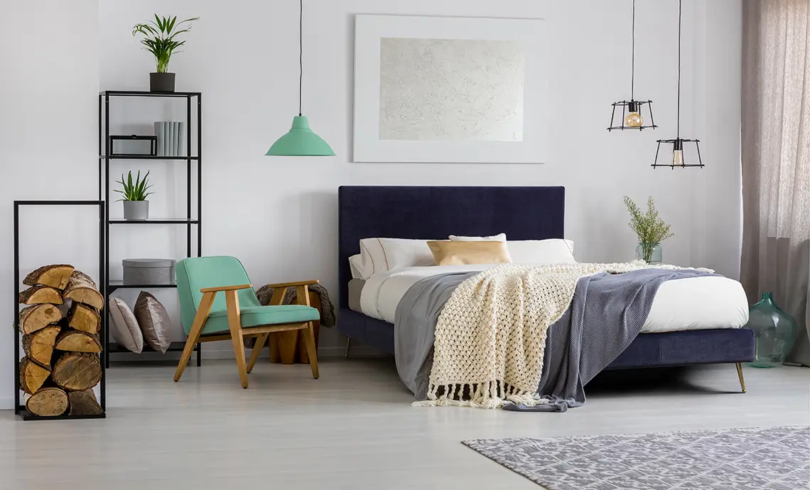 Mirage Storage Bed Double in Velvet Cobalt