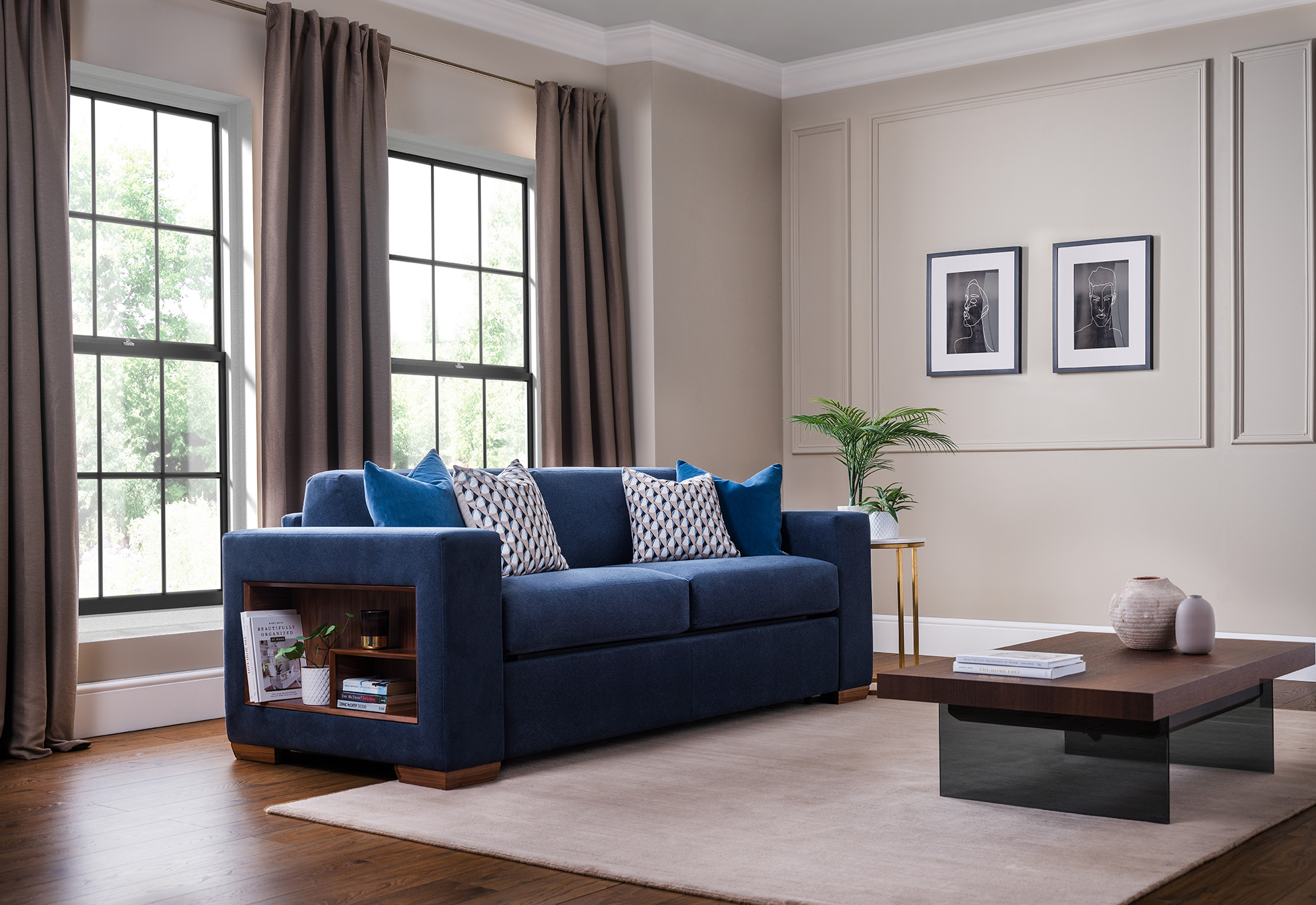 Metro Sofa  Bed Double Velvet Cobalt