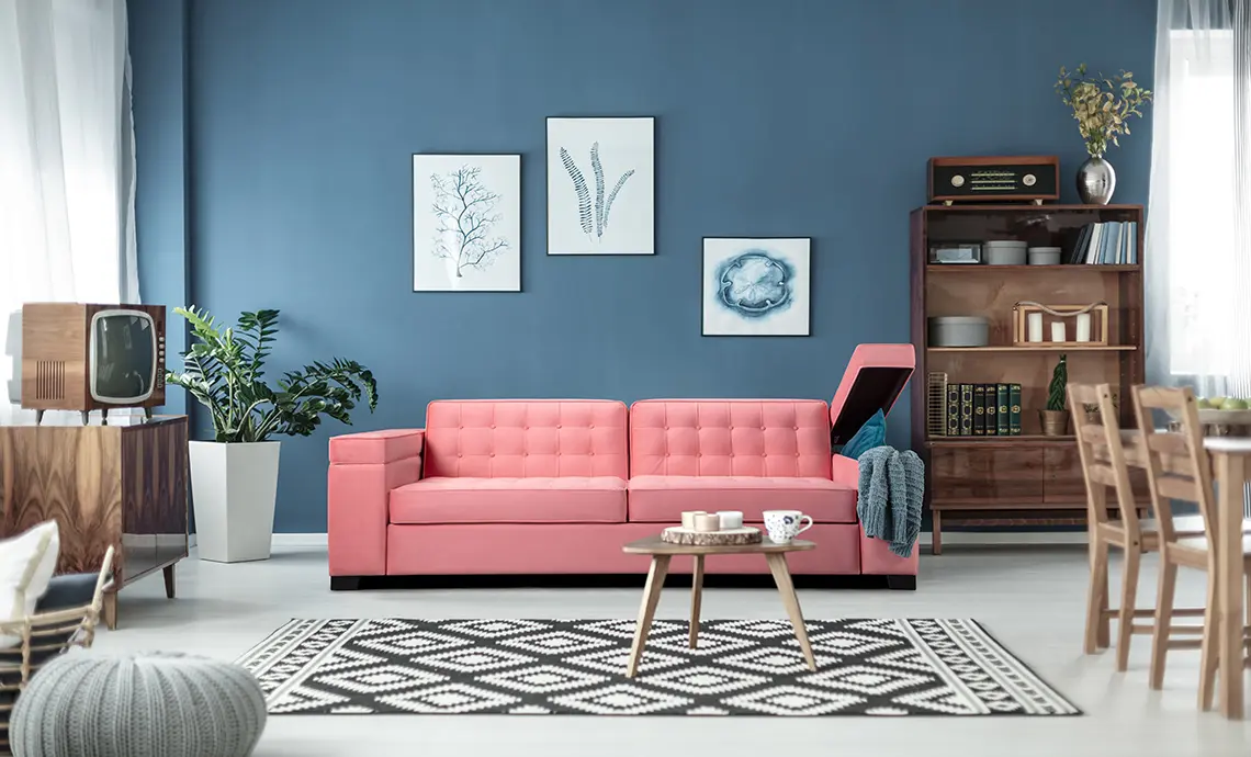 Nuvo Sofa  Bed Small In Velvet Crimson