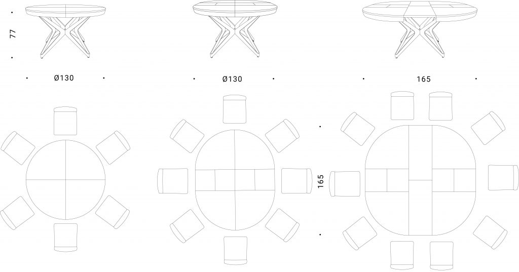 Biground Extendable Round Dining Table, 12 Seater Round Dining Table Dimensions