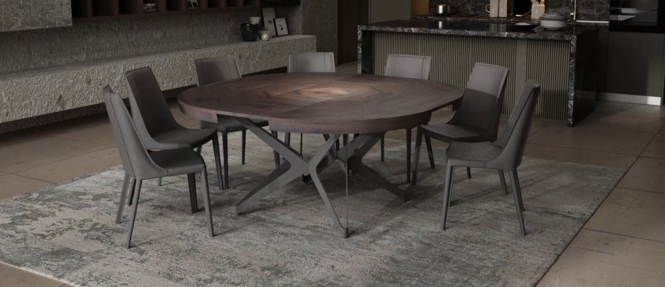 Big round extendable dining table