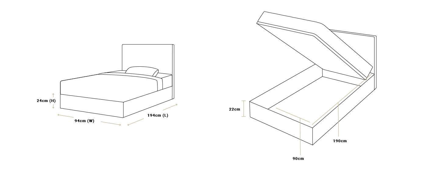 Low  Storage Bed Dimension